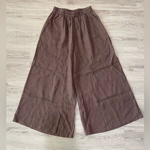 NWT brown linen wide leg pant size large